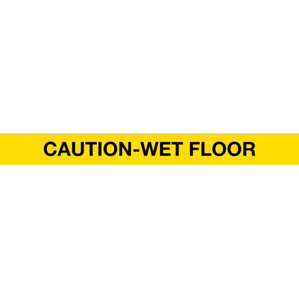 WeatherMaster 300, Orange, 16' Yellow/Black CAUTION WET FLORR Belt, Queue Solutions, Mfr#: WMR300O-YBCWF160